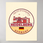 Heidelberg Germany City Skyline Emblem Poster