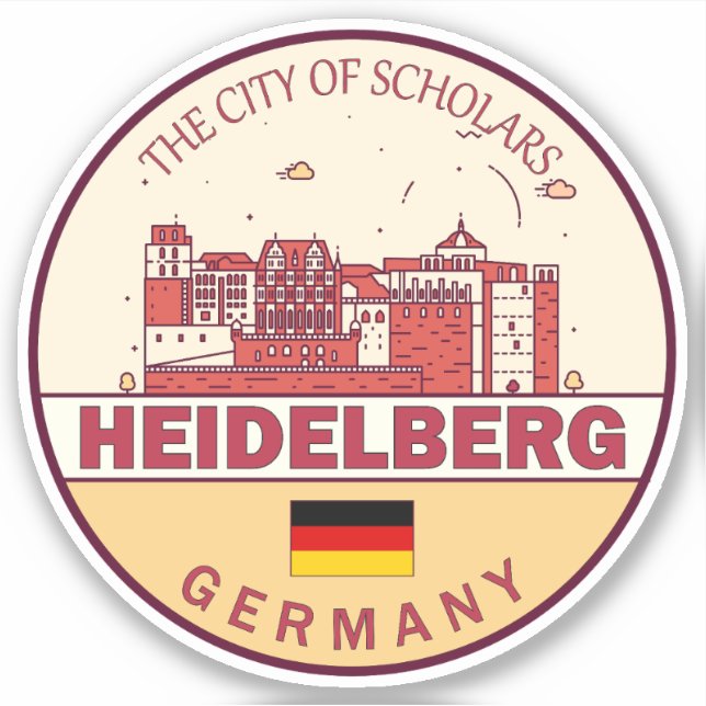 Heidelberg Germany City Skyline Emblem Sticker (Front)