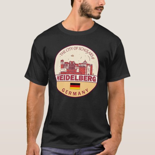 Heidelberg Germany City Skyline Emblem T_Shirt