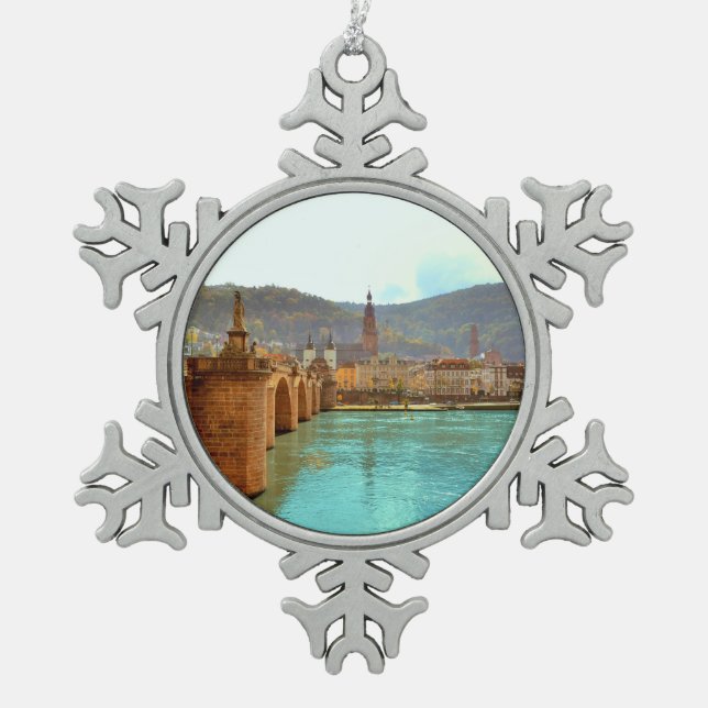 Heidelberg, Germany Snowflake Pewter Christmas Ornament (Front)