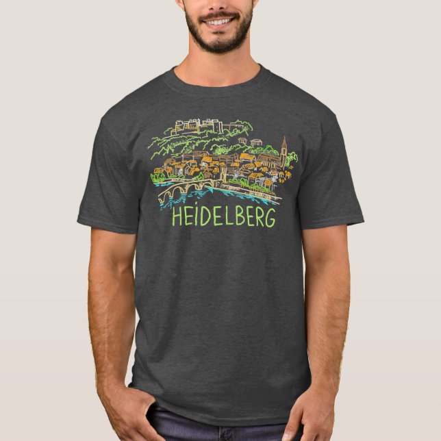 Heidelberg Germany Unique Hand Drawn Art Gift T-Shirt (Front)