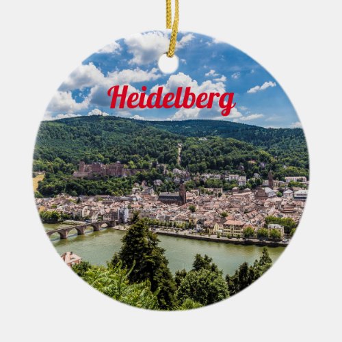 Heidelberg Neckar Panorama Germany Ceramic Ornament