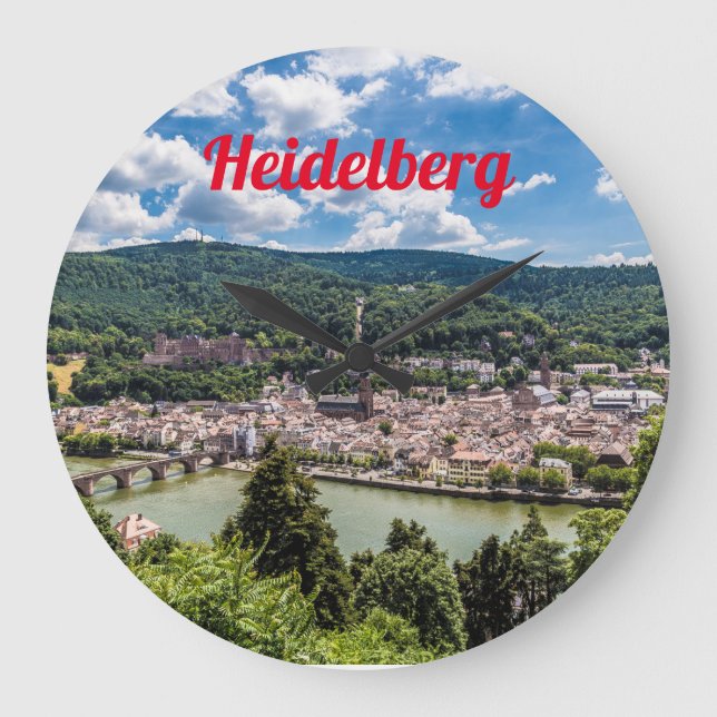 Heidelberg Neckar Panorama Germany Large Clock (Front)
