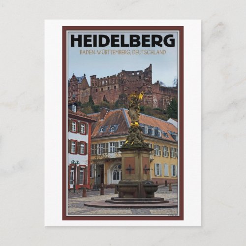 Heidelberg _ Statue and Castle Postcard