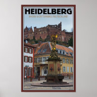 Heidelberg - Statue and Castle Poster