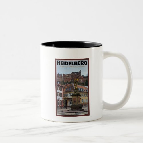 Heidelberg _ Statue and Castle Two_Tone Coffee Mug