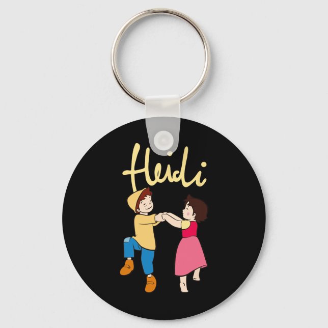 Heidi And Peter Dancing With Logo Yellow Cartoon T Keychain (Front)