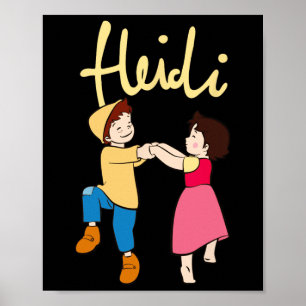 Heidi And Peter Dancing With Logo Yellow Cartoon T Poster