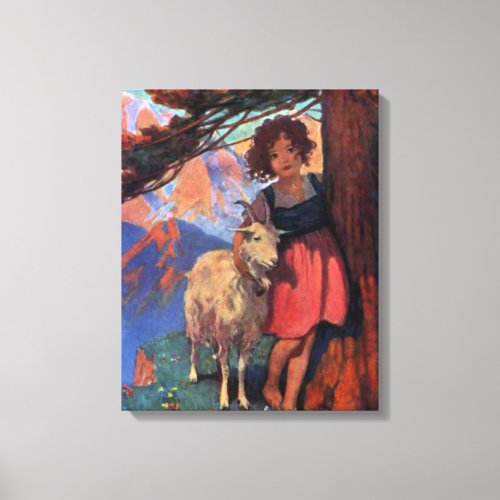 Heidi at the Meadow with her Goat Canvas Print