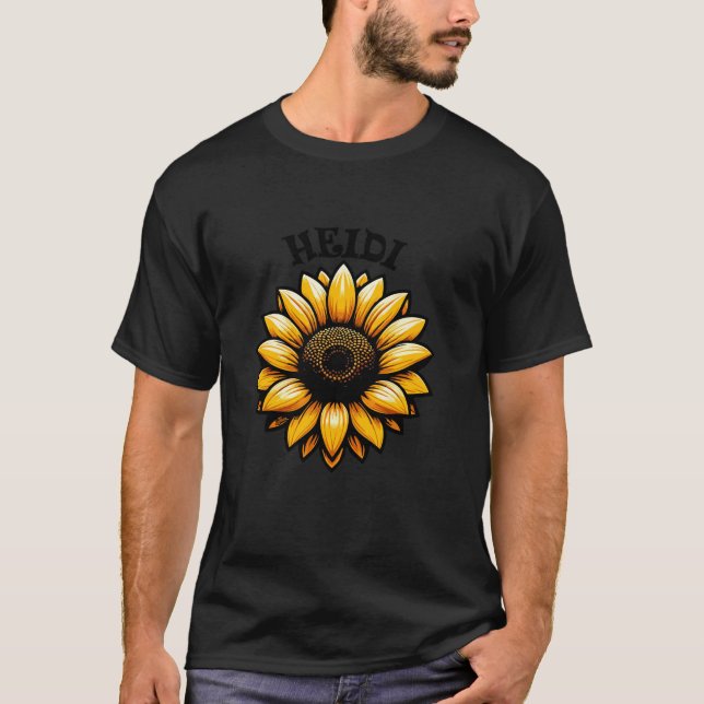 Heidi Beautiful Sunflower Design for Girls Name He T-Shirt (Front)