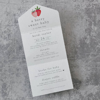 HEIDI Berry Sweet Girl Diaper Raffle Baby Shower All In One Invitation