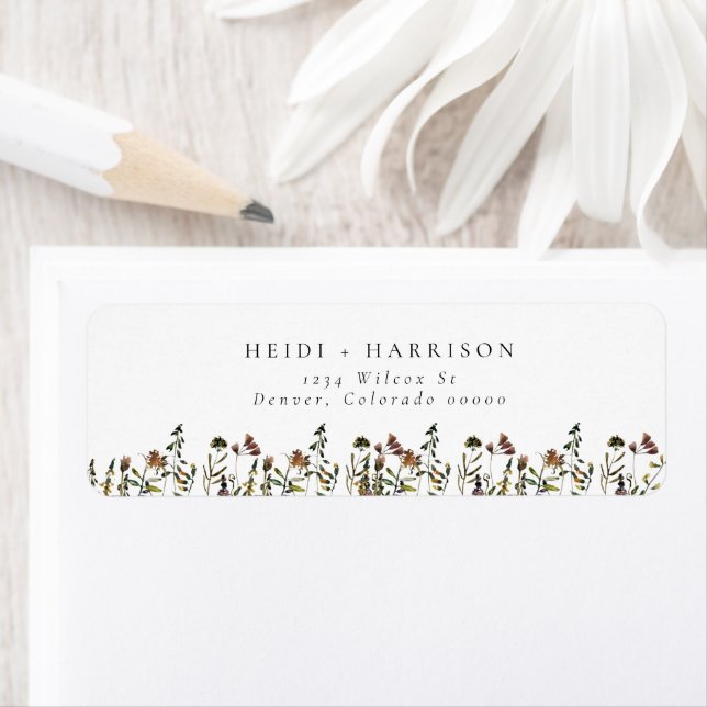 HEIDI Bohemian Watercolor Wildflower Address Label (Insitu)