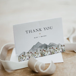 HEIDI Bohemian Watercolor Wildflower Mountain Thank You Card