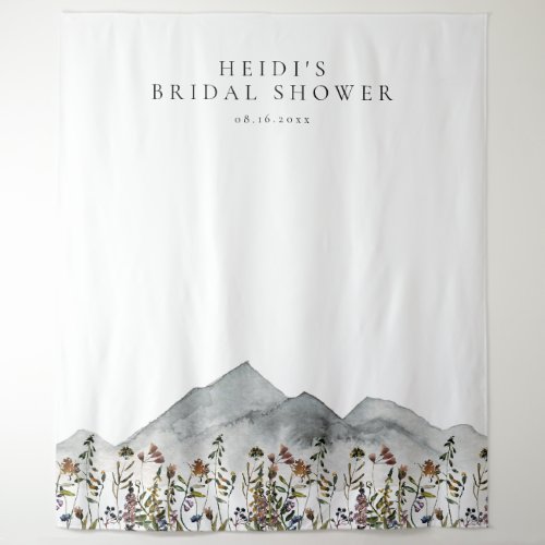 HEIDI Boho Mountain Wildflower Bridal Shower Tapestry