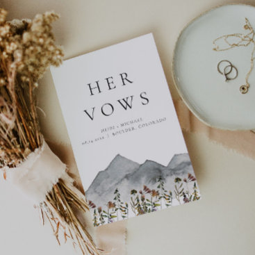 HEIDI Boho Mountain Wildflower Her Wedding Vows Card