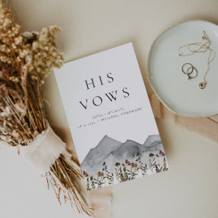 HEIDI Boho Mountain Wildflower His Wedding Vows Card