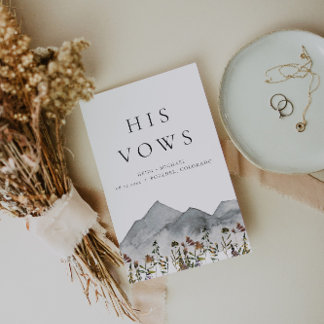 HEIDI Boho Mountain Wildflower His Wedding Vows Card