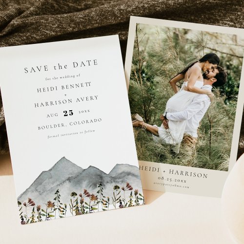 HEIDI Boho Mountain Wildflower Photo Save the Date Invitation