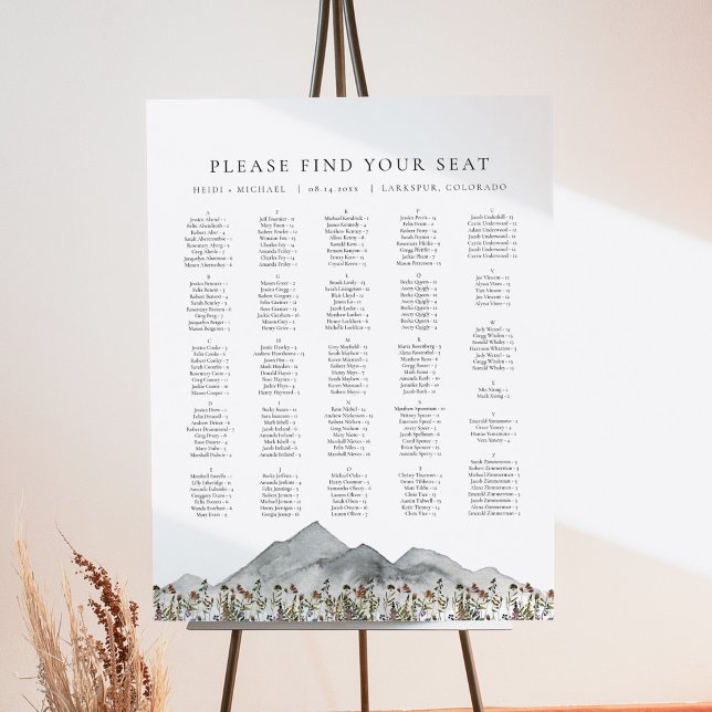 HEIDI Boho Mountain Wildflower Seating Chart Foam Board (Creator Uploaded)