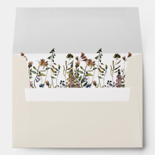 HEIDI Boho Watercolor Wildflower Cream Beige Envelope