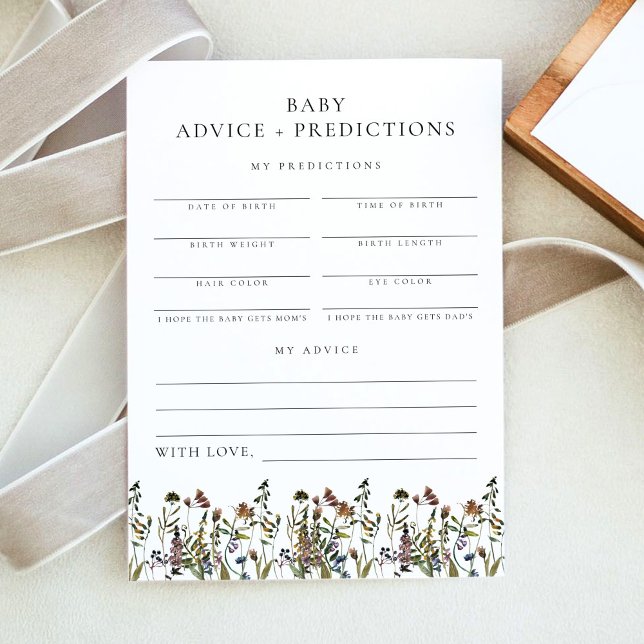 HEIDI Boho Wildflower Baby Advice & Predictions Invitation (Creator Uploaded)