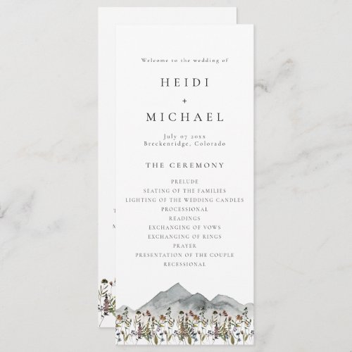 HEIDI Boho Wildflower Long Wedding Program Card