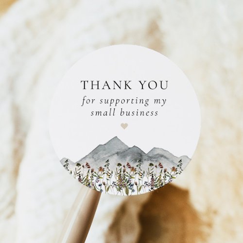 HEIDI Boho Wildflower Small Business Thank You Classic Round Sticker