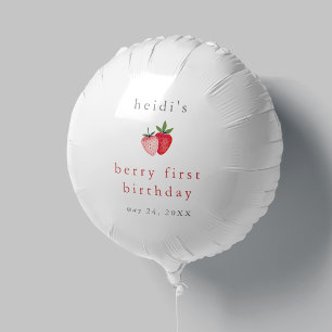 HEIDI Cute Strawberry Girl Berry First Birthday Balloon