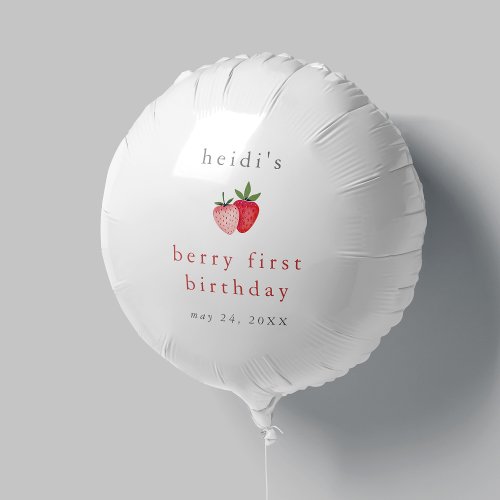 HEIDI Cute Strawberry Girl Berry First Birthday Balloon