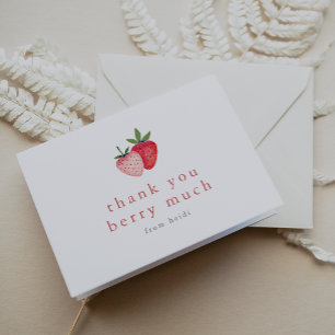 HEIDI Cute Summer Strawberry Boho Girl Berry Much Letterpress Thank You Card