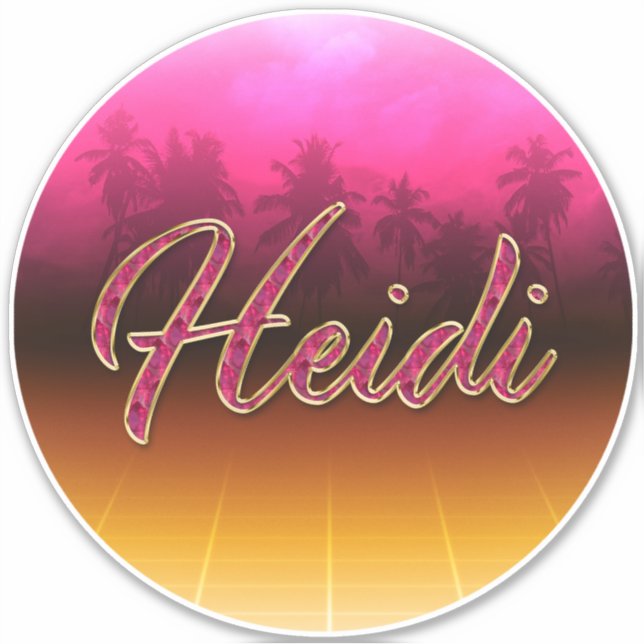 Heidi First name name golden pink sticker (Front)