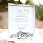 HEIDI Mountain Wildflower Marriage Certificate Pos Poster<br><div class="desc">This marriage certificate features bohemian muted tone wildflowers, grey watercolor moutnains, and a modern minimalist layout. Easily edit *most* wording and change fonts to match your ceremony and the couple's style. For the best quality, be sure to use matte paper so signatures don't smudge. This wedding certificate is the perfect...</div>