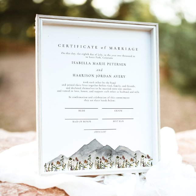 HEIDI Mountain Wildflower Marriage Certificate Pos Poster (Creator Uploaded)
