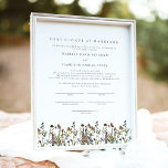 HEIDI Mountain Wildflower Marriage Certificate Poster<br><div class="desc">This marriage certificate features bohemian muted tone wildflowers and a modern minimalist layout. Easily edit *most* wording and change fonts to match your ceremony and the couple's style. For the best quality, be sure to use matte paper so signatures don't smudge. This wedding certificate is the perfect addition to your...</div>