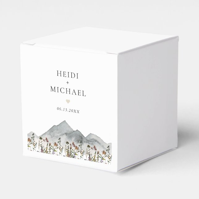 HEIDI Muted Tone Boho Wildflower Wedding Favor Boxes (Front Side)