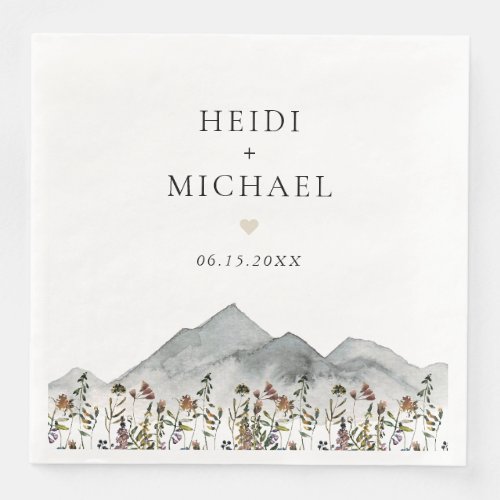 HEIDI Muted Tone Boho Wildflower Wedding Paper Dinner Napkins