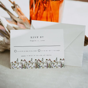 HEIDI Muted Watercolor Wildflower Wedding RSVP Invitation