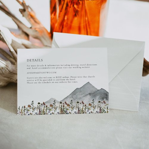HEIDI Muted Wildflower Mountain Wedding Details  Invitation