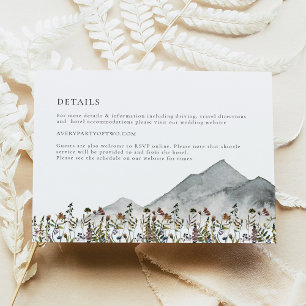 HEIDI Muted Wildflower Mountain Wedding Details  Invitation