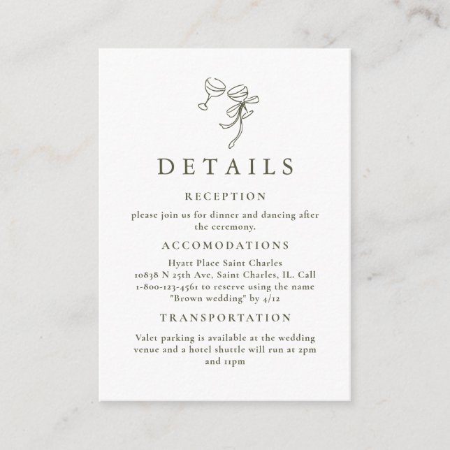 HEIDI Olive Green Wedding Enclosure Card (Front)