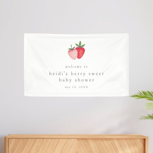 HEIDI Pink Berry Sweet Strawberry Girl Baby Shower Banner
