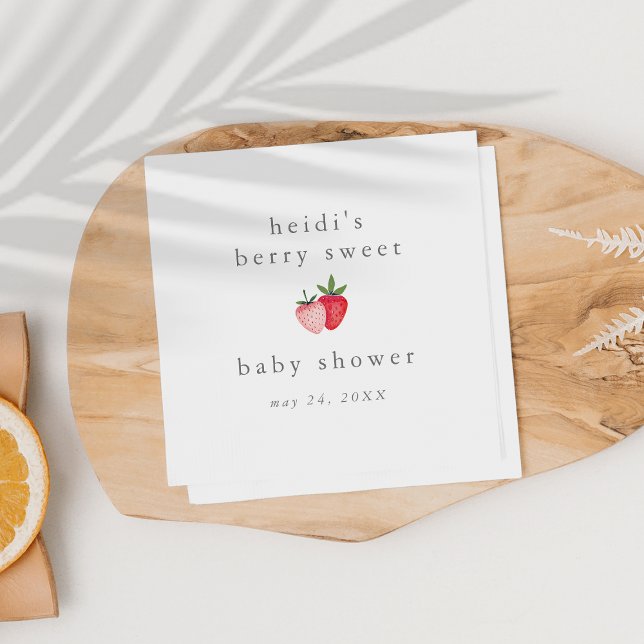 HEIDI Pink Berry Sweet Strawberry Girl Baby Shower Napkins (HEIDI Pink Berry Sweet Strawberry Girl Baby Shower Napkins)