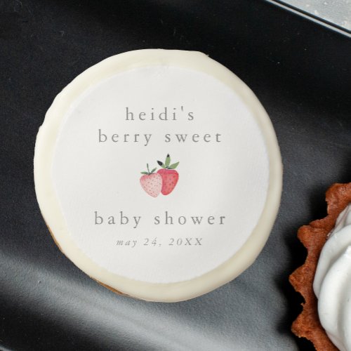 HEIDI Pink Berry Sweet Strawberry Girl Baby Shower Sugar Cookie