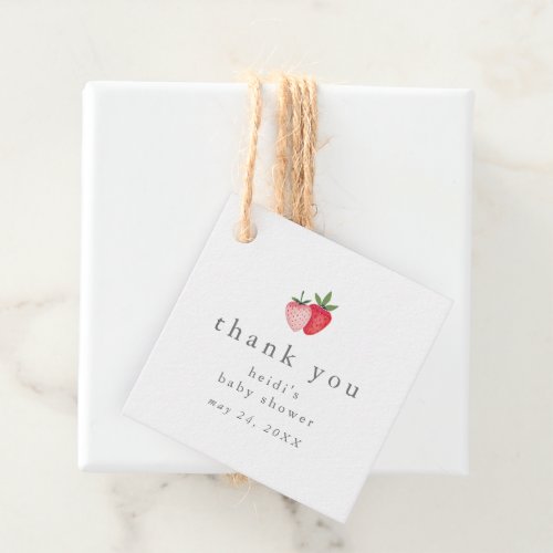 HEIDI Pink Strawberry Girl Baby Shower Thank You Favor Tags