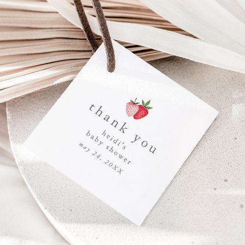 HEIDI Pink Strawberry Girl Baby Shower Thank You Favor Tags