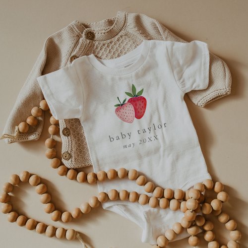 HEIDI Pink Strawberry Girl Pregnancy Announcement Baby Bodysuit