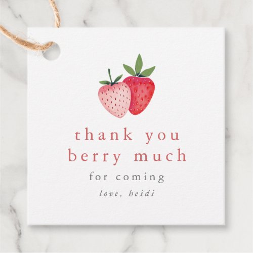 HEIDI Pink Strawberry Girl Thank You Berry Much Favor Tags