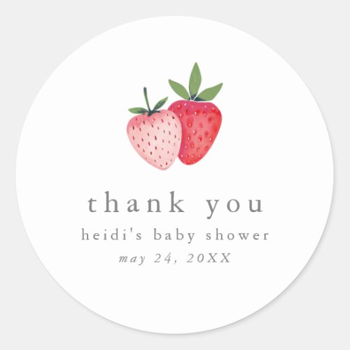 HEIDI Pink Strawberry Jam Baby Shower Thank You Classic Round Sticker