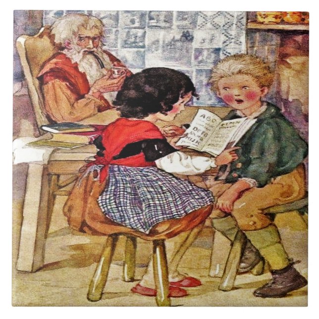 Heidi Reading Jessie Wilcox Smith  Ceramic Tile (Front)