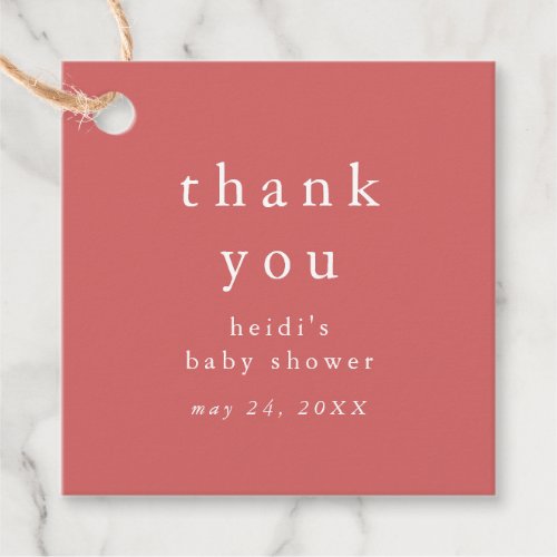 HEIDI Red Boho Rustic Simple Baby Shower Thank You Favor Tags